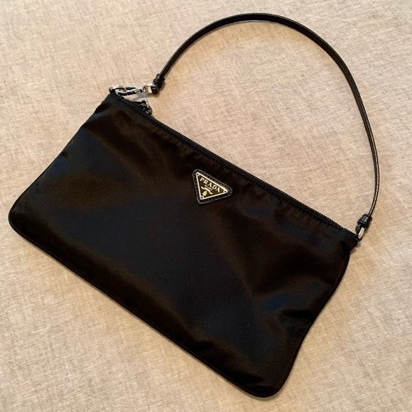 Prada Handbags - Firm$2021 PRADA Women’s re-nylon black clutch/wristlet/shoulder pouch